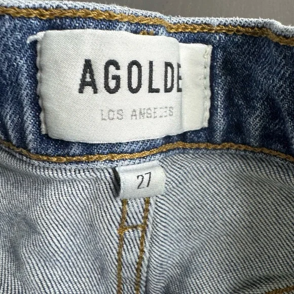 Agolde Riley High Rise Straight Crop Blue Jeans - Picture 6 of 11